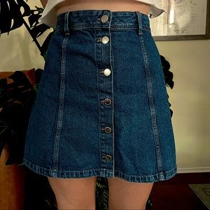Button Up A-Line Denim Skirt